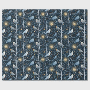 Papier Cadeau Forêt de l'oiseleur au clair de lune