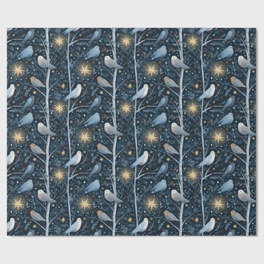 Papier Cadeau Forêt de l'oiseleur au clair de lune (Plat)