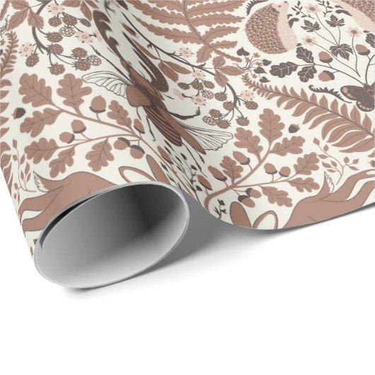 Papier Cadeau Forêt de mousse de Mocha/Bois et plantes (Coin rond)