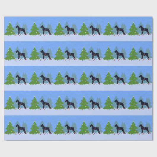 Papier Cadeau Forêt de Noël Giant Schnauzer (Plat)