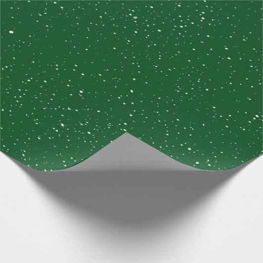Papier Cadeau Forêt de Noël verte avec neige blanche (Coin)
