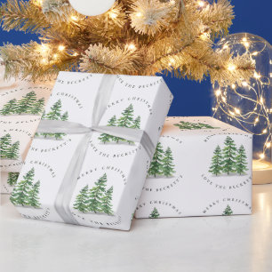 Papier Cadeau Forêt de pins aquarelle