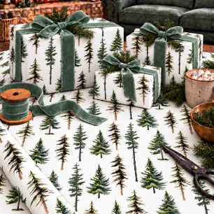 Papier Cadeau Forêt de sapins pins et épicéas