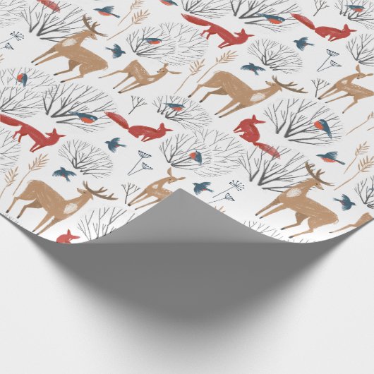 Papier Cadeau Forêt d'hiver Animaux de forêt Terme Noël (Coin)