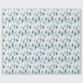 Papier Cadeau Forêt d'hiver douce pastel bleu et vert (Plat)
