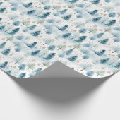 Papier Cadeau Forêt d'hiver douce pastel bleu et vert (Coin)