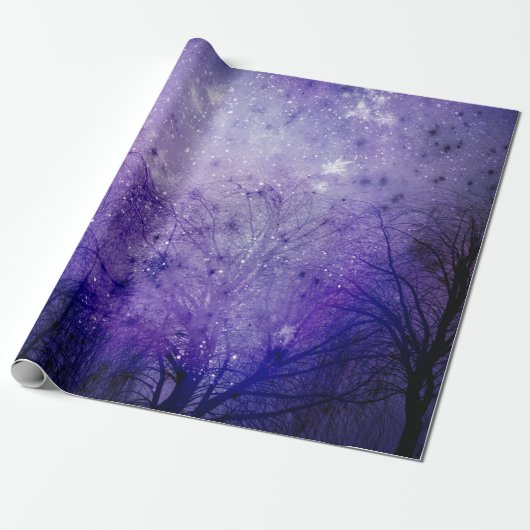 Papier Cadeau Forêt d'hiver pourpre (Déroulé)
