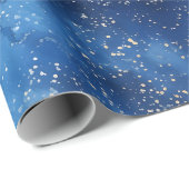 Papier Cadeau Forêt d'hiver rustique traditionnelle Noël bleu (Coin rond)