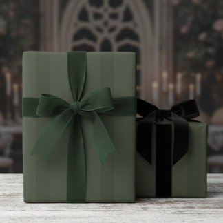 Papier Cadeau Forêt élégante verte sur des rayures épaisses vert
