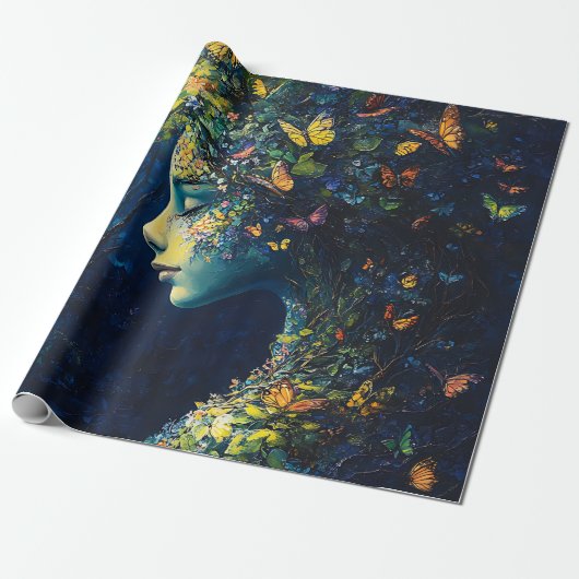 Papier Cadeau Forêt enchantée de la déesse papillon (2) (Déroulé)
