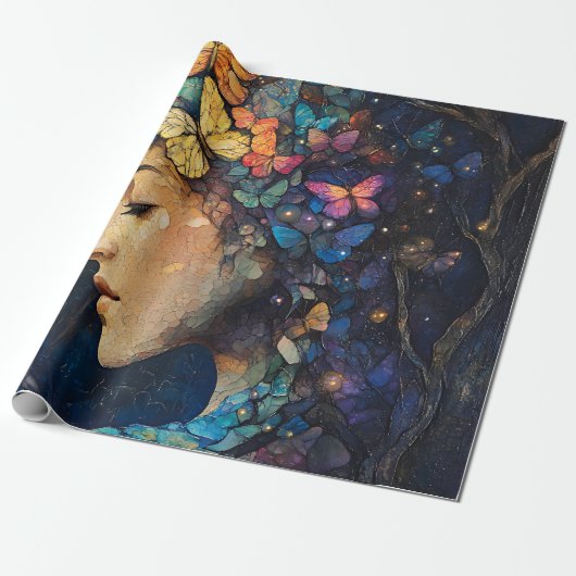 Papier Cadeau Forêt enchantée de la déesse papillon (5) (Déroulé)