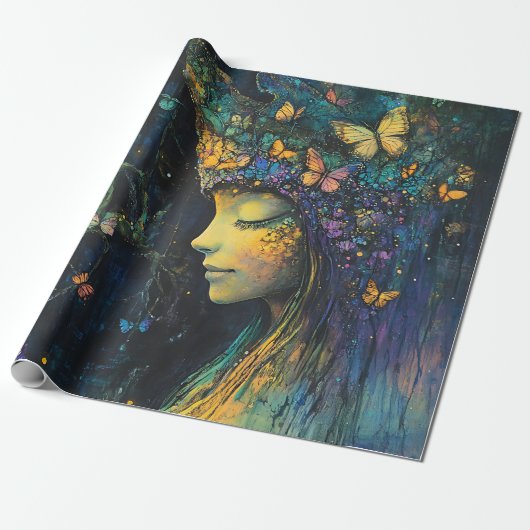 Papier Cadeau Forêt enchantée de la déesse papillon (6) (Déroulé)