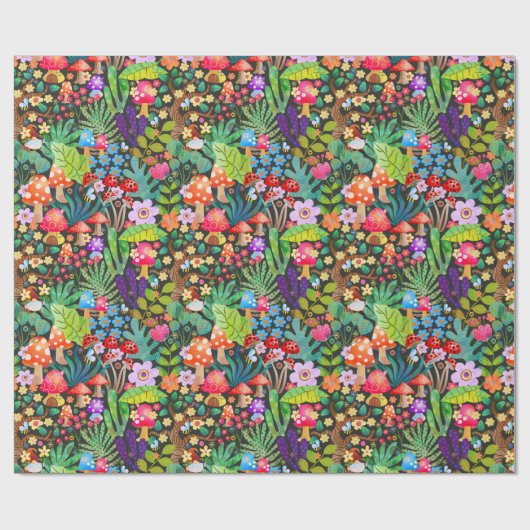 Papier Cadeau Forêt enchantée Fairytale Jardin Scène rustique (Plat)