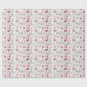 Papier Cadeau Forêt et animaux scandinaves de Noël
