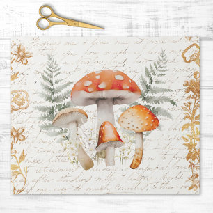 Papier Cadeau Forêt Fantaisiste Champignon Lettre Vintage Découp