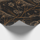 Papier Cadeau Forêt Faune Animaux Cerfs Ours Nature Sombre (Coin)