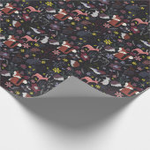 Papier Cadeau Forêt forestière Animaux sauvages Nature Noire (Coin)