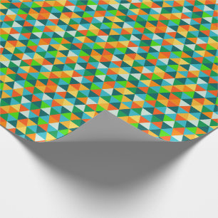 Papier Cadeau Forêt géométrique verte/orange/ sarcelle de PixDez