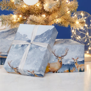 Papier Cadeau Forêt hivernale, rennes de la forêt