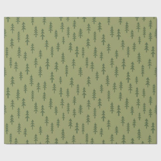 Papier Cadeau Forêt hivernale simple aux pins dans les verts sau