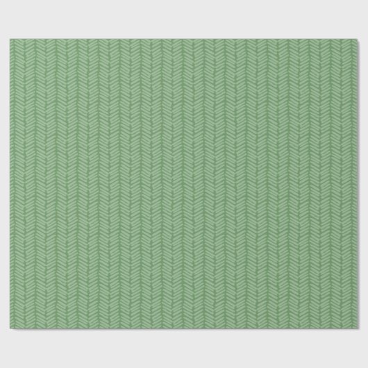 Papier Cadeau Forêt légère chic Sage foncé Vert rayé Zigzag (Plat)