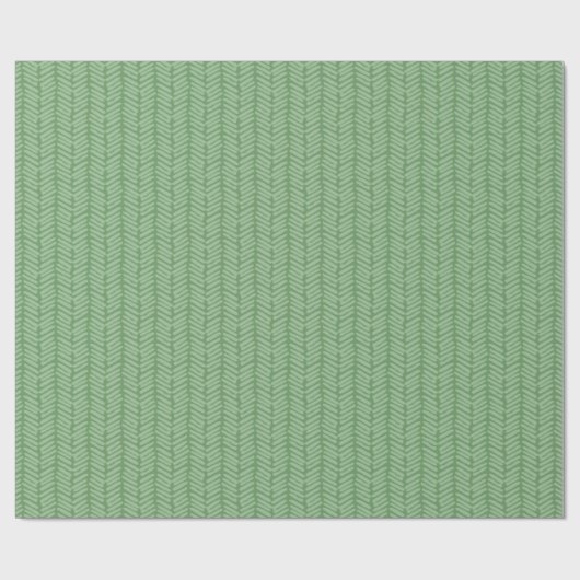 Papier Cadeau Forêt légère chic Sage foncé Vert rayé Zigzag (Plat)
