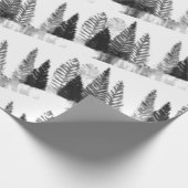 Papier Cadeau Forêt moderne de pin noir et blanc (Coin)