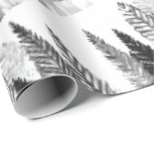 Papier Cadeau Forêt moderne de pin noir et blanc (Coin rond)