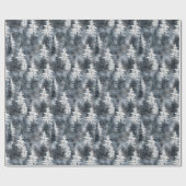 Papier Cadeau Forêt neigeuse avec arbres bleus foncés (Plat)