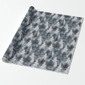 Papier Cadeau Forêt neigeuse avec arbres bleus foncés (Déroulé)