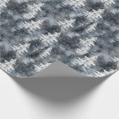 Papier Cadeau Forêt neigeuse avec arbres bleus foncés (Coin)