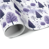 Papier Cadeau Forêt neigeuse Purple Papier d'enveloppement de No (Coin rond)