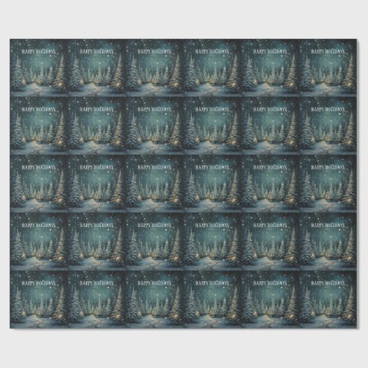Papier Cadeau Forêt nocturne d'hiver (Plat)