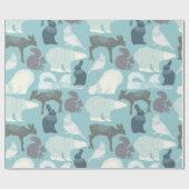 Papier Cadeau Forêt Noël Lapin Renard chevreuil Oiseau écureuil (Plat)