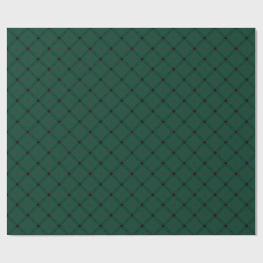 Papier Cadeau Forêt profonde Vert et noir Diagonal Plaid (Plat)