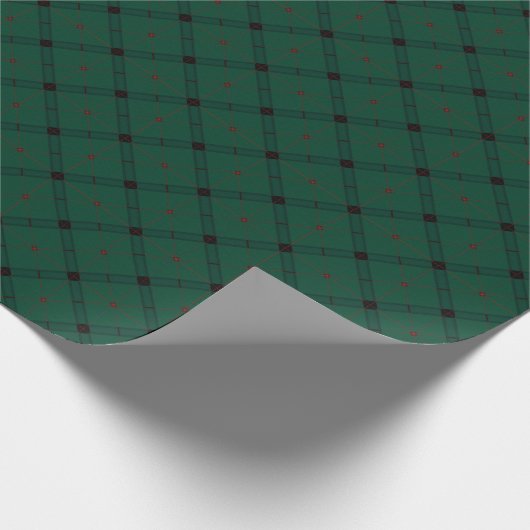 Papier Cadeau Forêt profonde Vert et noir Diagonal Plaid (Coin)