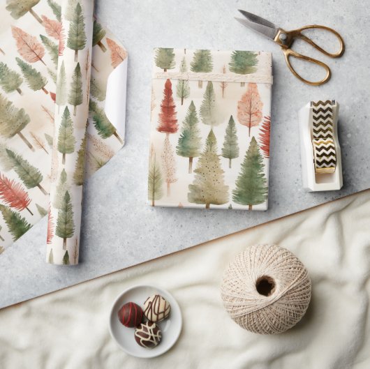 Papier Cadeau Forêt rustique d'arbres  (Artisanat)