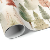 Papier Cadeau Forêt rustique d'arbres  (Coin rond)
