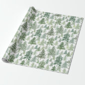 Papier Cadeau Forêt rustique d'arbres de Noël à Sage Green (Déroulé)