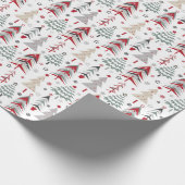 Papier Cadeau Forêt stylisée de Noël arbres de Noël lumineux (Coin)