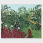 Papier Cadeau Forêt tropicale avec singes Rousseau Art (Plat)