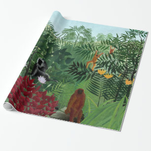 Papier Cadeau Forêt tropicale avec singes Rousseau Art