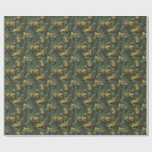 Papier Cadeau Forêt tropicale léopard motif sauvage vert foncé (Plat)