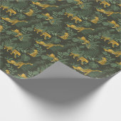 Papier Cadeau Forêt tropicale léopard motif sauvage vert foncé (Coin)