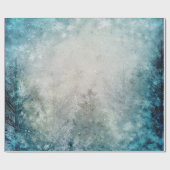 Papier Cadeau Forêt turquoise de pins d'hiver (Plat)