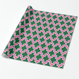Papier Cadeau Forêt Vert Hot rose Blanc Marocain #4DS