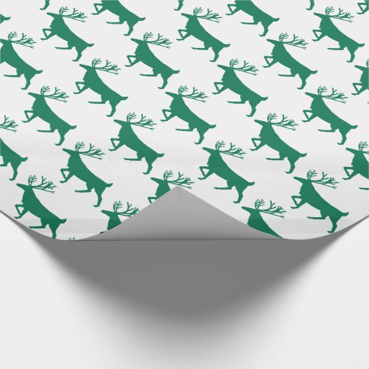 Papier Cadeau Forêt verte renne blanc (Coin)