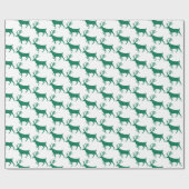 Papier Cadeau Forêt verte renne blanc (Plat)