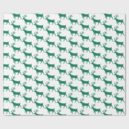 Papier Cadeau Forêt verte renne blanc (Plat)