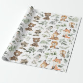 Papier Cadeau Forêt Whimsical Animaux Forêt Sage Verdure (Déroulé)